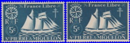 St Pierre & Miquelon 1942. ~  YT 296* Par 2 - 5 C. Série De Londres - Unused Stamps