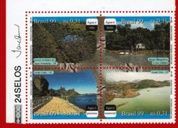 1999 - Brésil - Ressources En Eau Du Brésil (RECURSOS HIDRICOS) - Bloc Bord De Feuille - Blocks & Sheetlets