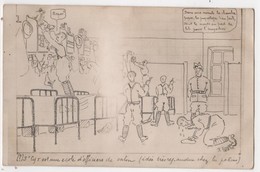 Carte Photo Militaria Humour Dessin Caricature Satirique Saint CYR Illustrateur Raoul Linard - Humoristiques