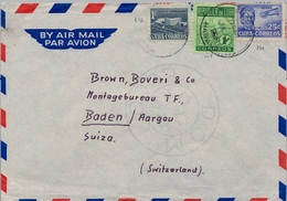 1953 , CUBA , CORREO AÉREO , LA HABANA - BADEN , AVIADOR AGUSTÍN PARLÁ , PIONEROS DE LA AVIACIÓN CUBANA - Brieven En Documenten