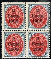 1902. Surcharge. Copenhagen Surcharge. 2 Cents 1902 On 3 C. Blue/red. Inverted Frame.... (Michel 25 II) - JF302532 - Denmark (West Indies)