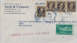 CUBA , LA HABANA - CHAM ( SUIZA ) , CORREO AÉREO , ESTRADA PALMA - Lettres & Documents