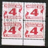 CANADA  Scott # J 24 VF USED BLOCK Of 4 (Stamp Scan # 558) - Port Dû (Taxe)