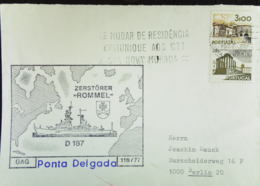 NOR: Brief Aus Portugal Mit Zusatz-Stempel Zerstörer "Rommel" -Ponta Delgada- Nach Berlin - Brieven En Documenten