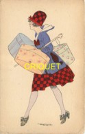 Illustrateur Maurice Pépin, Genre Sager, Jeune Fille Et Cartons à Chapeaux - Pepin