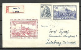 Czechoslovakia 1955 Illustrated Postal Stationery Ganzsachen Registered Sent To Salzburg Österreich - Briefe