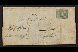 VICTORIA  1852 (April) Entire Letter From Melbourne To Shropshire, Bearing S Fair 3d Blue Half Length Tied By Barred Ova - Autres & Non Classés