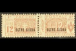 JUBALAND  PARCEL POST 1925 12L Red-brown "OLTRE GIUBA" Overprint (Sassone 11, SG P26), Fine Mint Horizontal Pair, Centre - Autres & Non Classés