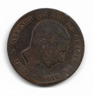 10 Centimes D'Alphonse XII En Bronze 1877 - First Minting