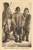 CARTE POSTALE ORIGINALE ANCIENNE : TROIS FEMMES ESQUIMAUDES DES MISSIONS DES TERRITOIRES AMERIQUE DU NORD-OUEST - Autres & Non Classés