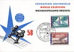 BELGIQUE. N°1047 & 1049 De 1958 Sur Carte Commémorative. Telexpo. - 1958 – Brussel (België)