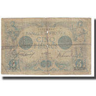 France, 5 Francs, Bleu, 1915, E.Picard-J.Laferrière, B, Fayette:2.27, KM:70 - 5 F 1912-1917 ''Bleu''