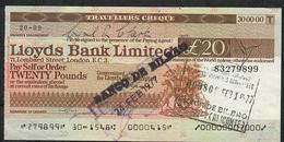 TRAVELLER'S CHEQUE LLOYDS 20 POUNDS 1977  AU - Altri & Non Classificati