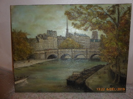 Tableau  Huile Sur Toile   Paris  Quais De La Seine   Voir Description - Huiles