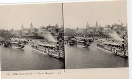 Mayence Mayen Belle Vue De La Ville Bateaux Les Bords Du Rhin Carte Stéréoscopique - Mayen