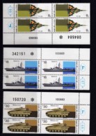 ISRAEL, 1983, Cylinder Corner Blocks Stamps, (No Tab), KFIR Merkav Reshf, SGnr. 913-915, X1094 - Ungebraucht (ohne Tabs)