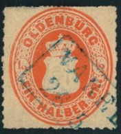 1862, 1/2 Groschen Wappen Dunkelorange, Durchstich 11 3/4 - Mi.-Nr. 16 Ab - Oldenbourg