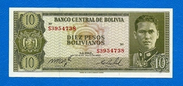 N. 1 Banconota Da 10   PESOS  BOLIVIANOS  -  BANCO  CENTRAL DE   BOLIVIA  -  Anno 1962. - Bolivien