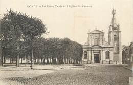 CPA 59 Nord Conde Sur Escaut La Place Verte Et L'Eglise St Vasnon - Conde Sur Escaut