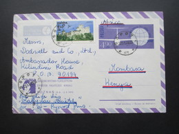 Polen Sopot 1973 Luftpost Ganzsachen Umschlag Mit Zusatzfrankatur Nach Mombasa Kenya An Das Ambassador House / Botschaft - Cartas & Documentos