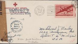 Guerre Pacifique WW2 CAD US ARMY 7th Base South Brisbane Australia 1943 Passed By Examiner Base 2443 Army Red Cross - Lettres & Documents