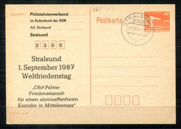 5483 - DDR - Ganzsache P86 II  Mit Priv. Zudruck - Tagesstempel Stralsund (Olof-Palme-Friedensmarsch) - Cartes Postales Privées - Oblitérées