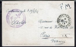 Turquie - 1922- Constantinople - Occupation Française - Cor. F.M. Agence Embarquée, Pour Paris - CPA Musulmans En Prière - Storia Postale