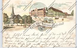 0-5101 GROSSRUDESTEDT, Lithographie 1899, Gasthof Oskar Maessing, Schule, Kirche & Kriegerdenkmal - Soemmerda