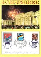 (WK-Alb2) A5-Gedenkblatt "Erster Jahrestag Der Öffnung Der Innerdeutschen Grenzen" 3-Länder Frankatur SSt. 9.11.1990 - Autres & Non Classés