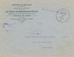 30/758 -- Enveloppe + Contenu En FRANCHISE - Le Haut Commissaire Royal DINANT 1920 Vers GELBRESSEE - Franchise