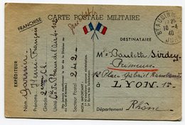 RC 14961 FRANCE 1940 CARTE DE FRANCHISE MILITAIRE DE ST AUBAIN DU JURA - Storia Postale