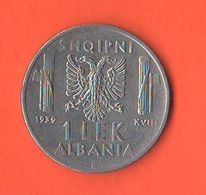 Albania 1 Lek 1939 Occupazione Italiana War Currency Italian Occupation - Albania