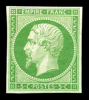 ** N°12, 5c Vert, FRAÎCHEUR POSTALE, SUPERBE (certificat)  Qualité: ** - 1853-1860 Napoléon III.