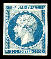 ** N°15, 25c Bleu, R.R. SUP (signé Bernichon/certificat)  Qualité: ** - 1853-1860 Napoléon III.