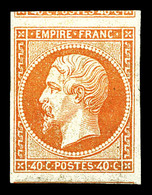 ** N°16, 40c Jaune-orange, Grandes Marges Avec Voisins, Fraîcheur Postale. SUPERBE. R. (signé Calves/Brun/certificats)   - 1853-1860 Napoléon III.