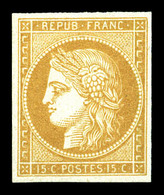 ** N°59c, 15c Bistre Non Dentelé, Fraîcheur Postale, SUP (signé Calves/certificat)  Qualité: ** - 1871-1875 Cérès