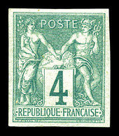 ** N°63a, 4c Vert, Non Dentelé, Frais. TTB (signé Brun)  Qualité: ** - 1876-1878 Sage (Type I)