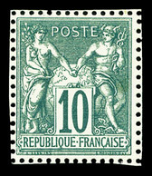 * N°65, 10c Vert Type I Encadré De 8 Voisins, Quasi**, Fraîcheur Postale, SUP (certificat)  Qualité: * - 1876-1878 Sage (Type I)