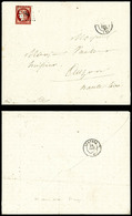 O N°6d, 1f CERISE Obl Petits Chiffres 1558 Sur Lettre D'ISSOIRE Le 23/12/52. Très Jolie Nuance. SUP. R.R. (signé Calves/ - 1849-1876: Période Classique