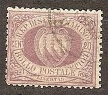 1894 San Marino Saint Marin CIFRA O STEMMA 20c Lilla (29) USED - Oblitérés