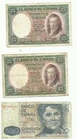 3 Billets Espagne 1 De  500 Petas 1979 Et 2 De 25 Pesetas 1931 - 25 Pesetas