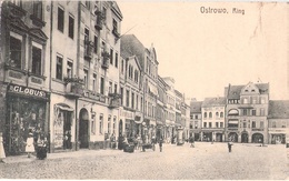 OSTROWO Posen Ring Ostrow Poland Geschäfte Belebt Als Feldpost 27.2.1917 Gelaufen - Posen