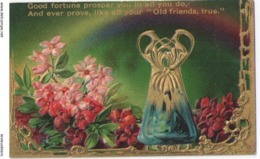 Carte Postale Ancienne De Nouvel An /Good Fortune Prosper You/Fleurs Et Vase Gaufrés/ Québec Vers 1910     CFA36 - New Year