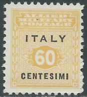 1943 OCCUPAZIONE ANGLO AMERICANA SICILIA 60 CENT MNH ** - RB30-9 - Britisch-am. Bes.: Sizilien