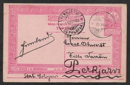 1909 TURKEY 20P PSC CONSTANTINOPLE TO PERKJÄRVI (KIRILLOVSKOYE) FINLAND - VERY SCARCE DESTINATION - Storia Postale