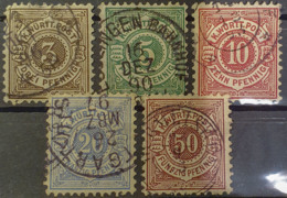 WÜRTTEMBERG 1875 - Canceled - Mi 44-47, 58 - Used