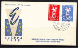 Belgium 1958 Europa-CEPT Mi#1117-1118 FDC-first Day Cover - Brieven En Documenten