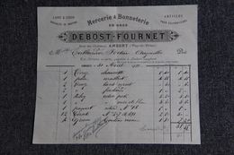 Facture Ancienne ( Moyen Format) - AMBERT, DEBOST Et FOURNET, Mercerie Et Bonneterie - 1800 – 1899