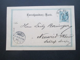 Österreich 1901 Ganzsache Mit Stempel FPA No 30 Fahrendes Postamt / Bahnpost Nach Neuwied Gesendet - Andere & Zonder Classificatie