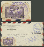 COSTA RICA: 1/JUL/1939 San José - Argentina, Official Airmail Cover Franked With An Airmail Stamp Of 75c. With Punch Can - Costa Rica